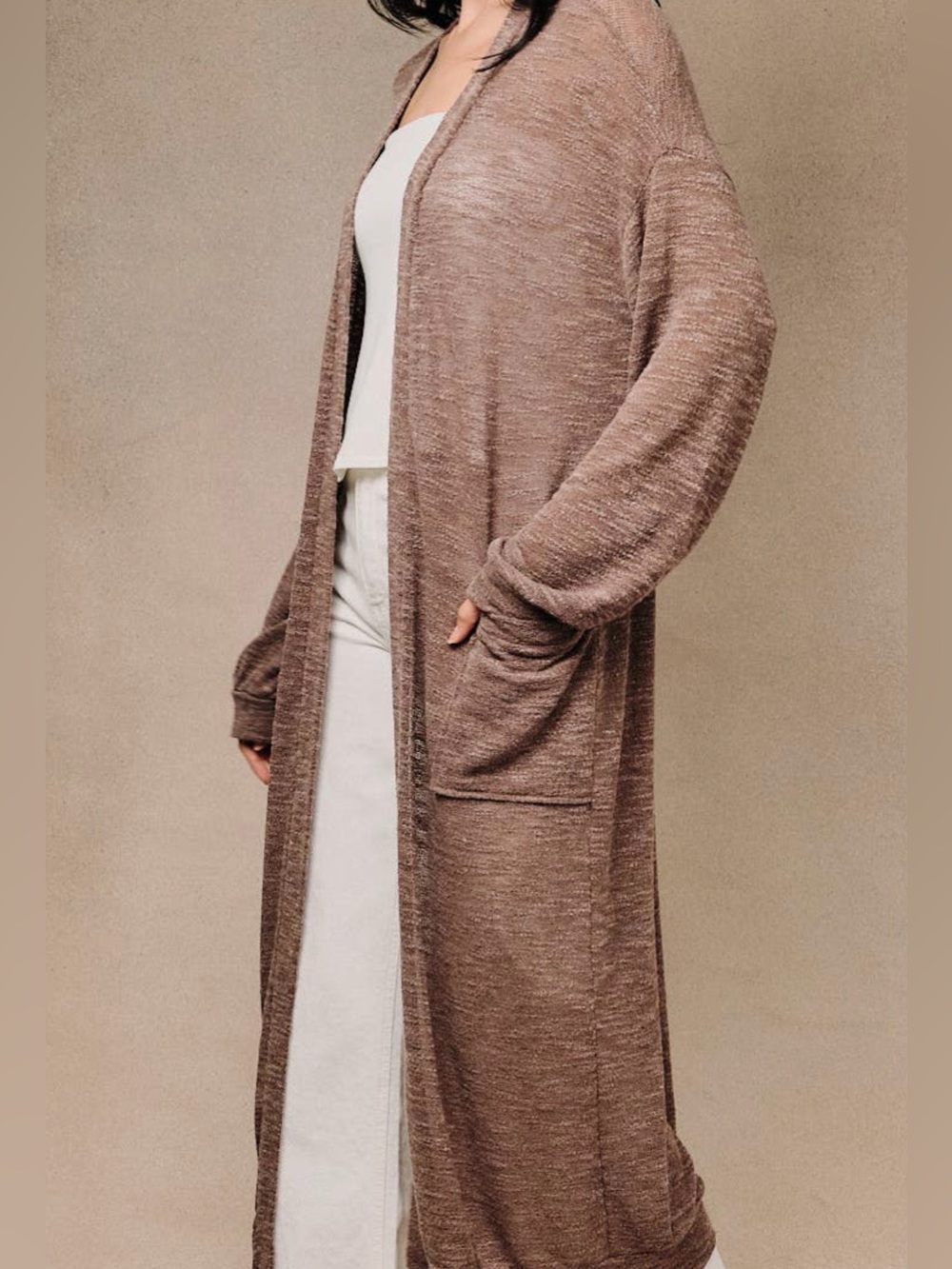 Long Open-Front Cardigan Duster